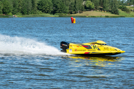 KUPISKIS, LITHUANIA: 23th June 2019 Powerboats racing at Baltic States Championshipのeditorial素材