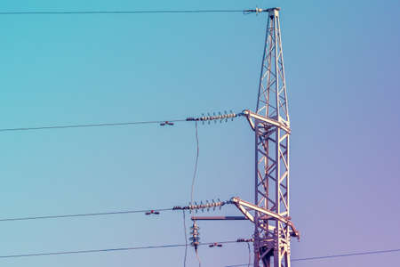 High voltage post or High voltage tower on sky background