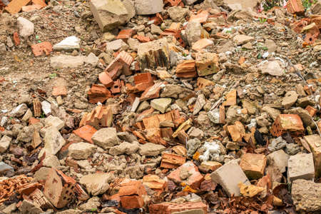 The close view of debris at destroyed construction siteの写真素材
