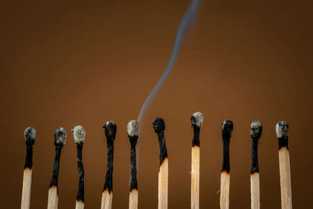 Photo of smoldering matches that has just been extinguished.の写真素材