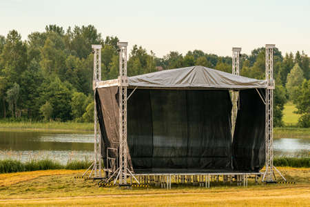 Open air concert stage for the local festival on the city park