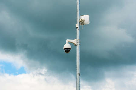 Video surveillance system on the street poleの写真素材