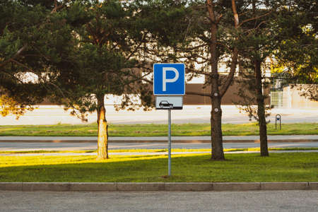 An empty parking lot with no cars and no peopleの写真素材