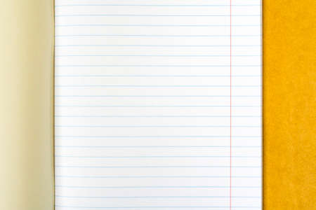 Open empty notebook with lined pages. Close up view. Copy-space.の写真素材