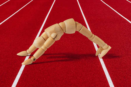 Dummy training  bodyweight exercises at stadium outdoor. Health and sport.