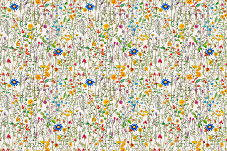 Seamless floral pattern with a various small blooming flowers. Template design for textiles, interior, clothes, wallpaper. Botanical art. AI generated.の素材