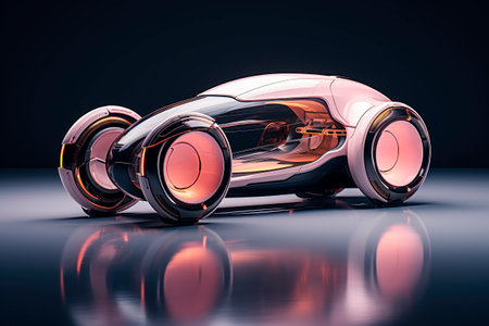 Futuristic transport on dark color background, future technology concept, realistic illustration.AI generatedの素材