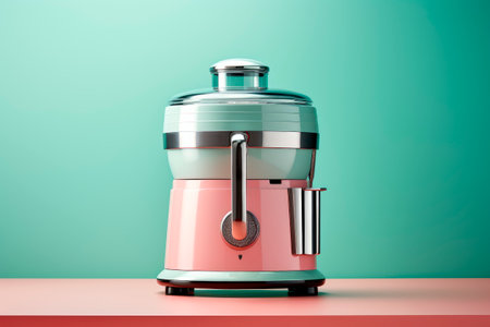 A retro stylish juicer for extracting fresh and healthy juices, promoting a nutritious lifestyle.AI generatedの素材