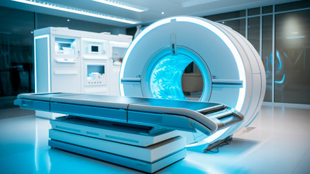 Modern hospital with new medical technology. MedTech.MRI nuclear magnetic resonance equipment laboratoryの素材