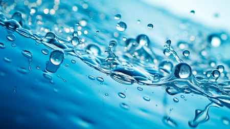 Close-up of clean blue water with a bubbles. AI generatedの素材