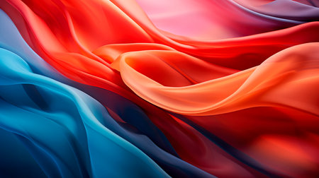 Vivid rainbow colors colorful smooth waving silk textured wallpaper background banner. AI generatedの素材
