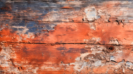 Weathered boatwood texture close-up view. Old wooden painted plank background texture. AI generatedの素材