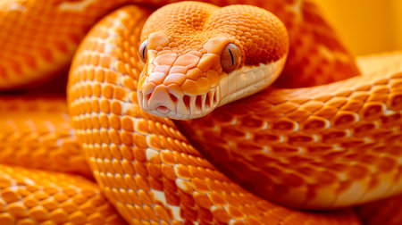 Close up view of an orange snake. AI generatedの素材