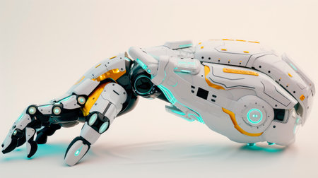Robot hand, part of futuristic automatic machine. AI generatedの素材