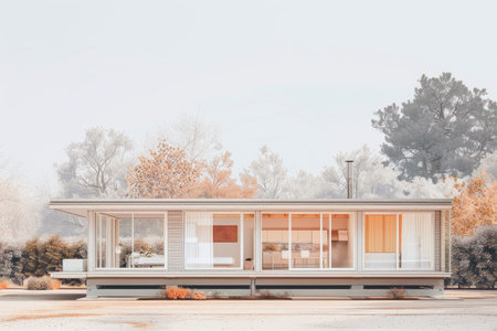 Exterior of modular luxury home. Modern small modular house.AI generatedの素材