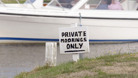 Private moorings sign at Horsey, Norfolk.の写真素材