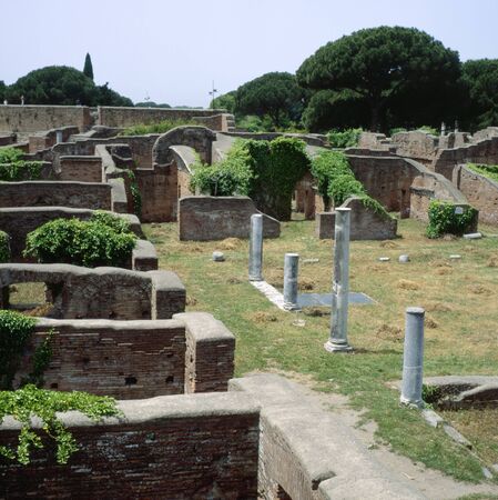 Ostia Antica ruins at the ancient port of Rome, Italy.のeditorial素材