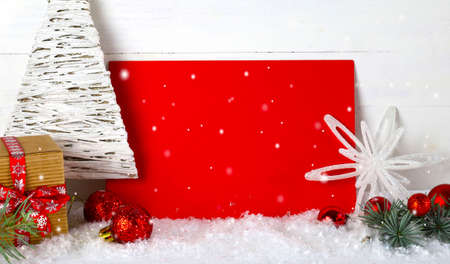 Christmas decorations on white backgroundの写真素材