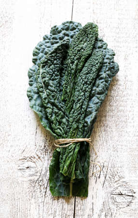 Italian cuisine. Black italian cabbage isolated on white background. Top viewの写真素材