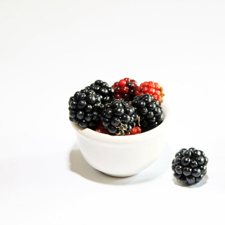 Blackberries isolated on white backgroundの写真素材
