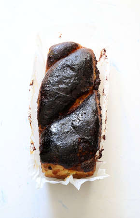 Traditional Romanian sweet bread for Christmas or Easter isolated on white background. Home baking.の写真素材