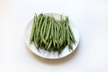Green beans isolated on white background. Healthy food.