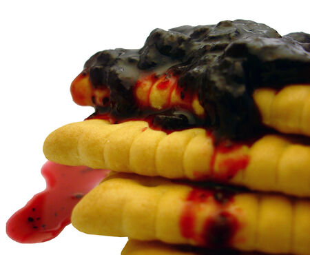 few sweet butter biscuits with blueberry jamの写真素材