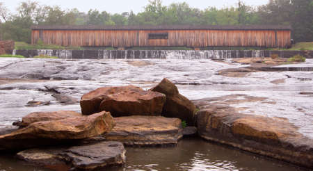 Watson Mill covered bridge at waterfall creek stone ford