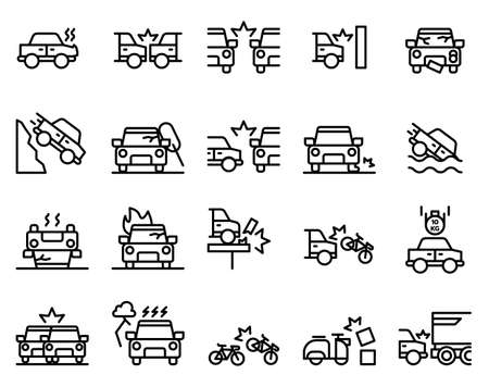 Simple set of accident icons on white background.のイラスト素材