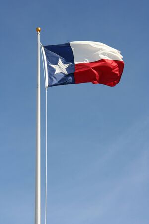 Texas flag flying in the sunshine
