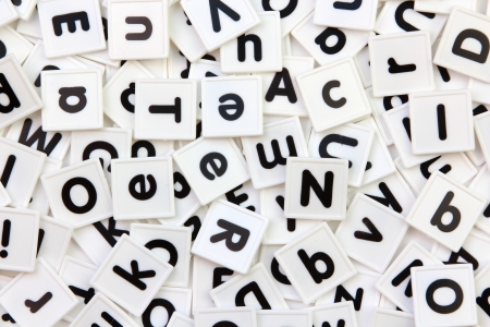 White and black alphabet letter tilesの写真素材