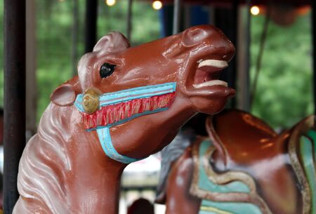 Brown carousel horseの写真素材