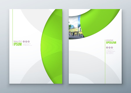 Brochure template layout design. Corporate business annual report, catalog, magazine, flyer mockup. Creative modern bright concept circle round shapeのイラスト素材
