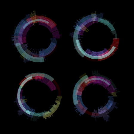 Glitch elements set for Computer screen error templates. Digital pixel noise abstract design for video game glitch. Glitches collection for Television signal fail, Data decay, Technical problem grunge.のイラスト素材