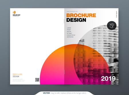 Brochure template layout design. Corporate business annual report, catalog, magazine, brochure, flyer mock up. Creative modern bright concept circle round shapeのイラスト素材