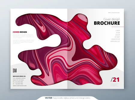 Brochure template layout design. Corporate business annual report, catalog, magazine, flyer mockup. Creative modern bright concept with marble background. Vectorの写真素材