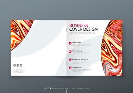 Square brochure template layout design. Corporate business annual report, catalog, magazine, flyer mockup. Creative modern bright concept with marble background. Vectorの写真素材
