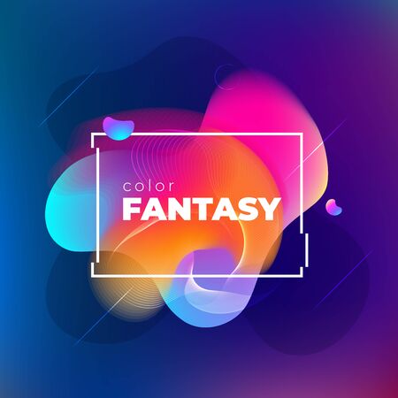 Liquid Abstract Vector Shape for Background Design. Fluid Dynamic Graphic Element for Modern Banner, Poster, Flyer or Presentation Template with Line Pattern. Color Flow Frame illustrationのイラスト素材