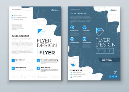 Flyer template layout design. Corporate business annual report, catalog, magazine, flyer mockup. Creative modern background flyer concept in abstract flat style shapeのイラスト素材
