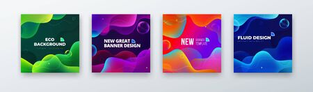 Liquid Color Background Design. Fluid Gradient Abstract Shapes Composition. Futuristic Design Background for Social Banner and Poster. Eps10 vector.のイラスト素材