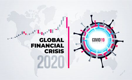 Coronavirus Financial Crisis Economic Stock Market Banking Concept. Falling Economy Covid 19のイラスト素材
