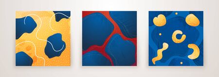 Set of Creative minimalist hand drawn abstract background. Modern abstract shapes in contemporary style for social banner background, stories post, postcard, flyer or brochure design.のイラスト素材