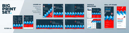 Corporate Identity Print Template Set of Brochure cover, flyer, tri fold, report, catalog, roll up...