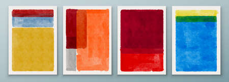 Set of Abstract Hand Painted Illustrations for Postcard, Social Media Banner, Brochure Cover Design...