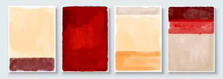 Set of Abstract Hand Painted Illustrations for Postcard, Social Media Banner, Brochure Cover Design or Wall Decoration Background. Modern Abstract Painting Artwork. Vector Patternのイラスト素材