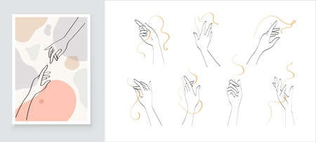 Modern Abstract Art Botanical Wall Art. Boho. Minimal Art Flower on Geometric Shapes Background. Painting Wall Pictures Home Room Decor. Abstract Plant Art design.のイラスト素材