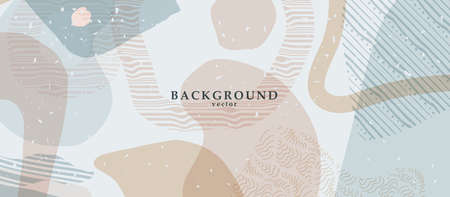 Abstract background art with color shapes on background. Web or wall art decor. Boho style minimalistic background. Vector illustration.のイラスト素材