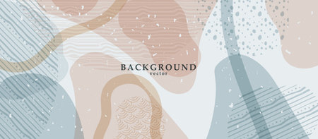 Abstract background art with color shapes on background. Web or wall art decor. Boho style minimalistic background. Vector illustration.のイラスト素材