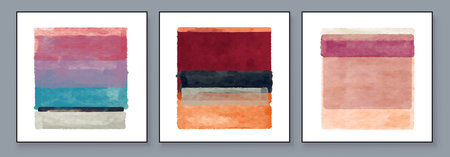 Set of Abstract Hand Painted Illustrations for Wall Decoration, Postcard, Social Media Banner,...