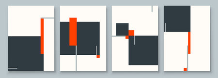 Set of Abstract Geometric Wall Art. Mid Century Illustration in Minimal Style for Wall Decoration...